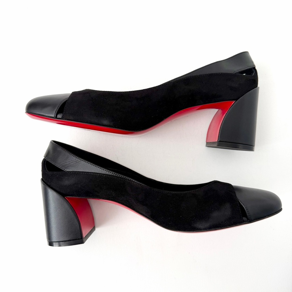 CHRISTIAN LOUBOUTIN | Miss Duvette 55 Black Suede Leather Pumps Red Sole EU 39 - Picture 6 of 14